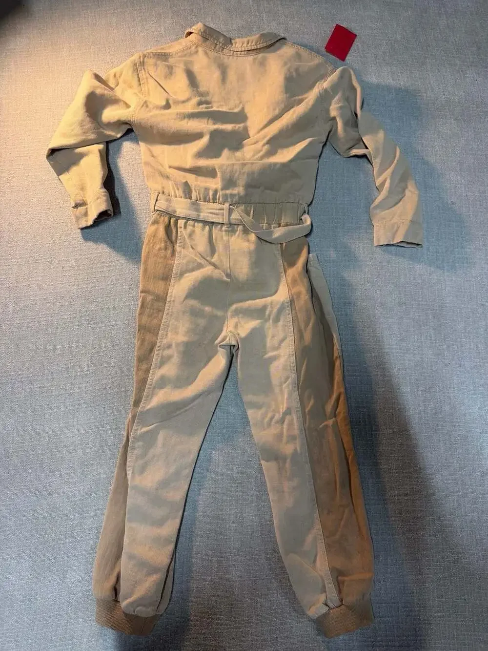 Zara Girls Two-Tone Tan Cargo Jumpsuit With Belt Size 134 (9)